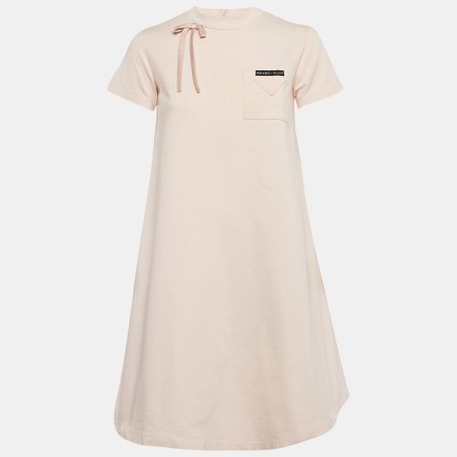 Prada Pink Cotton Jersey Bow Detail A-Line Mini Dress XS - Prada - Modalova