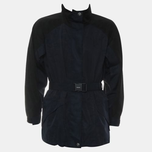 Dark Blue Logo High-Neck Technical Jacket IT Women 38 - Prada - Modalova