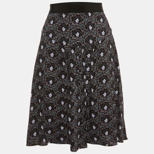 Prada Black Printed Crepe Pleated Mini Skirt M - Prada - Modalova