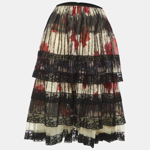 Prada Multicolor Floral Printed Cotton Lace Trim Tiered Mini Skirt L - Prada - Modalova