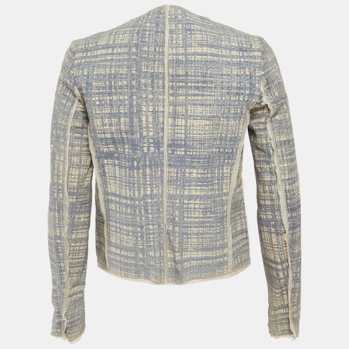 Prada Blue Printed Leather Jacket M - Prada - Modalova