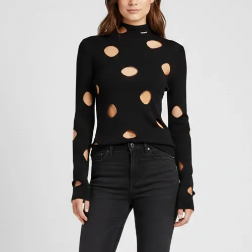 Knit Openwork Turtleneck Top M - Prada - Modalova