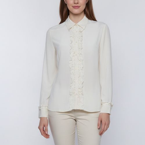 Crepe Button Front Ruffle Top XS - Prada - Modalova