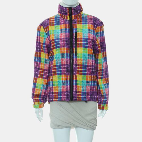 Plaid Zip-Up Jacket Medium Polyamide Silk Jacket - Prada - Modalova