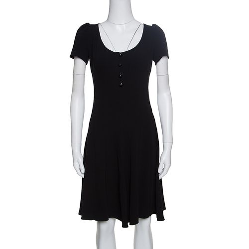 Prada Black Crepe Paneled Dress S - Prada - Modalova