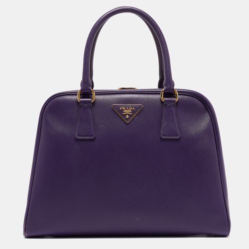 Prada Purple Saffiano Lux Leather Pyramid Frame Satchel - Prada - Modalova