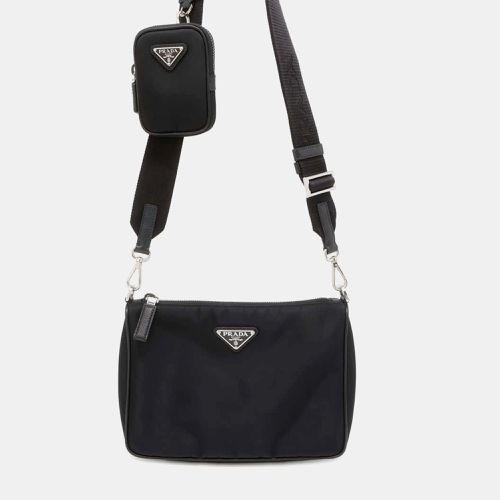 Prada Black Re-Nylon Saffiano Pocket Zippered Shoulder Bag - Prada - Modalova