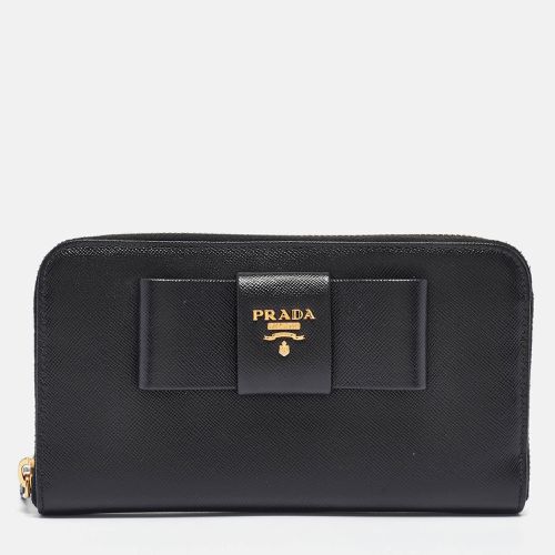 Prada Black Saffiano Metal Leather Bow Continental Wallet - Prada - Modalova