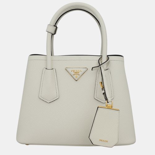 Prada White Double Saffiano Leather Mini Bag - Prada - Modalova