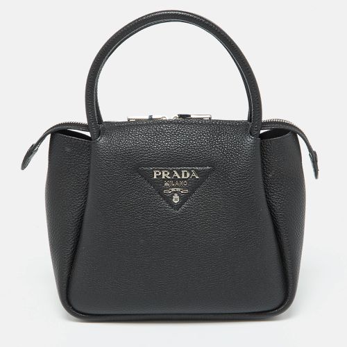 Prada Black Vitello Leather Daino Top Zip Satchel - Prada - Modalova