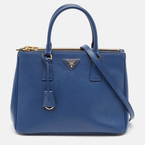 Prada Navy Blue Saffiano Lux Leather Medium Double Zip Tote - Prada - Modalova