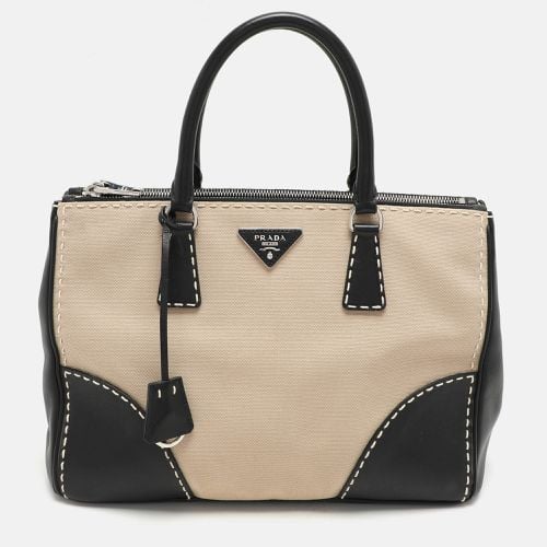 Prada Beige Canvas and Leather City Stitch Double Zip Tote - Prada - Modalova