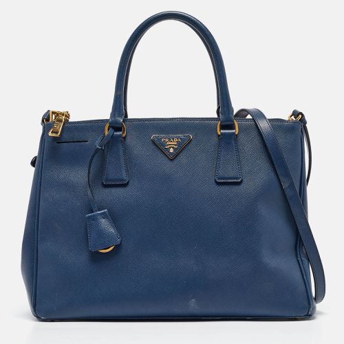 Prada Blue Saffiano Lux Leather Medium Double Zip Tote - Prada - Modalova