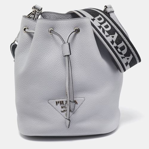 Prada Grey Vitello Daino Soft Leather Bucket Bag - Prada - Modalova