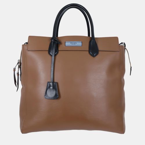 Prada Brown City Leather Large Etiquette Tote Bag - Prada - Modalova