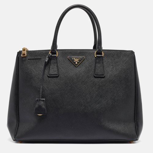 Prada Black Saffiano Lux Leather Large Double Zip Tote - Prada - Modalova