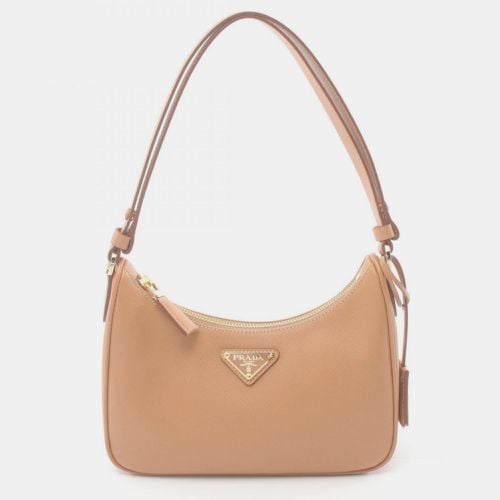 Prada Saffiano Lux Leather Beige Shoulder Bag - Prada - Modalova