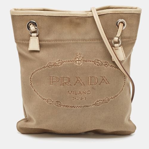 Prada Beige Canvas Jacquard Logo Crossbody Bag - Prada - Modalova