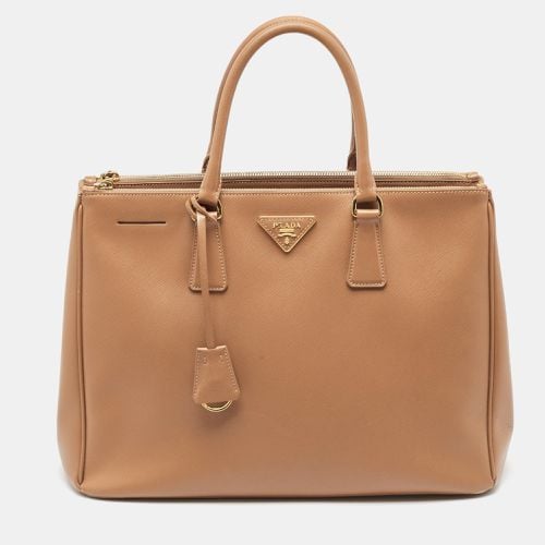 Prada Brown Saffiano Leather Large Double Zip Tote - Prada - Modalova