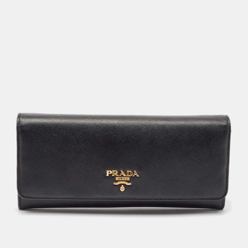 Prada Black Saffiano Metal Leather Flap Continental Wallet - Prada - Modalova