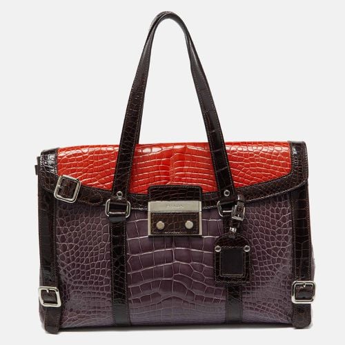 Prada Multicolor Crocodile Leather Lucido Lock Bag - Prada - Modalova