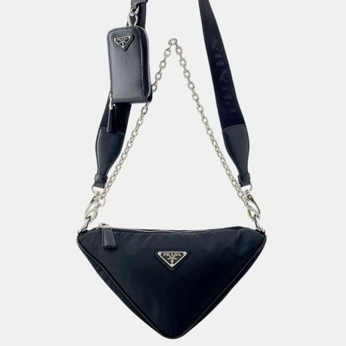 Prada Black Triangle Nylon Shoulder Bag - Prada - Modalova