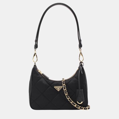 Prada Saffiano Leather Black TESSUTO IMPUNTU Chain Re-Nylon Shoulder Bag - Prada - Modalova