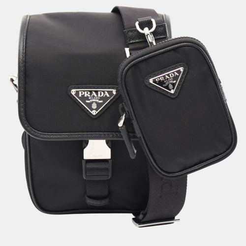 Prada Re-Nylon Saffiano Leather Black Shoulder Bag - Prada - Modalova