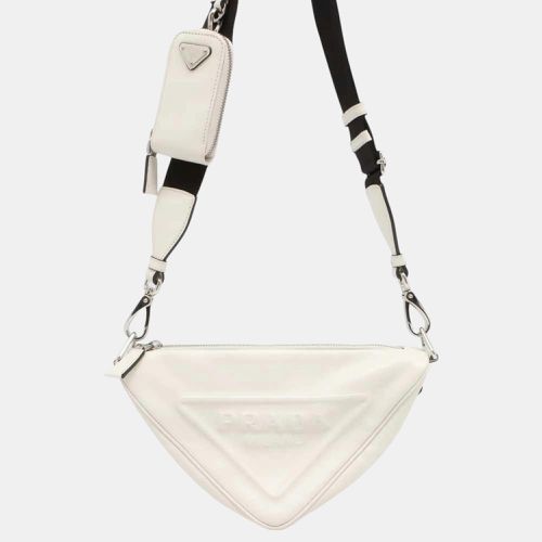 Triangle Embossed Leather Shoulder Bag - Prada - Modalova