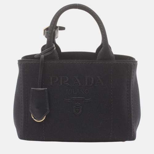 Prada Canvas Black CANAPA RICAMO Handbag - Prada - Modalova