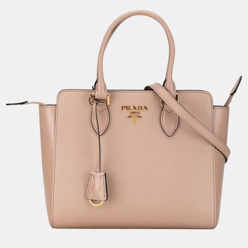 Prada Beige Leather Saffiano Handbag - Prada - Modalova