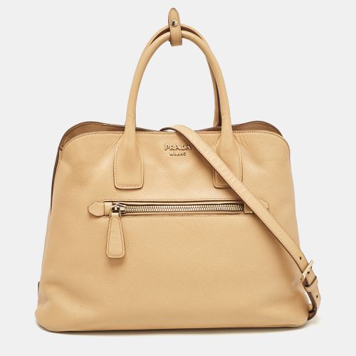 Prada Tan Saffiano Cuir Leather Open Promenade Satchel - Prada - Modalova