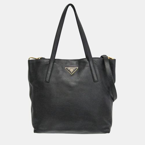 Prada Black Triangle Logo Leather Shoulder Bag - Prada - Modalova