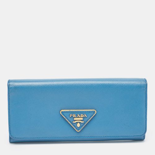 Prada Blue Saffiano Leather Flap Continental Wallet - Prada - Modalova