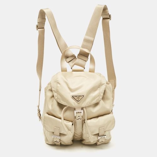 Prada Beige Nylon and Leather Drawstring Backpack - Prada - Modalova