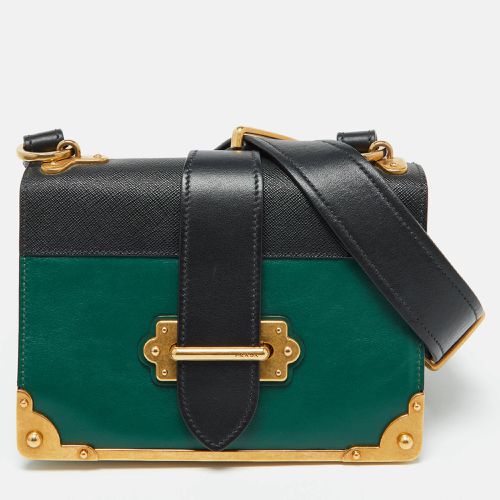 Prada Green/Black Leather Cahier Flap Shoulder Bag - Prada - Modalova