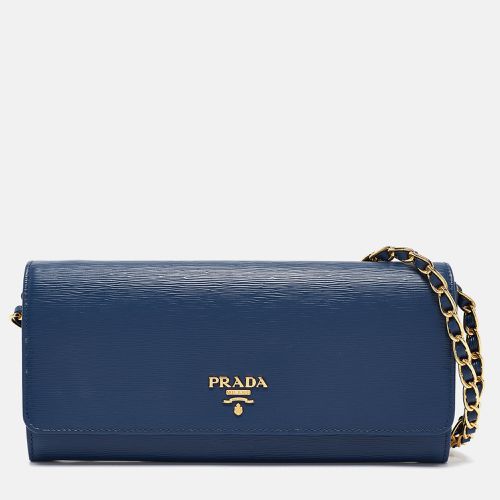 Prada Blue Vitello Move Leather Wallet on Chain - Prada - Modalova