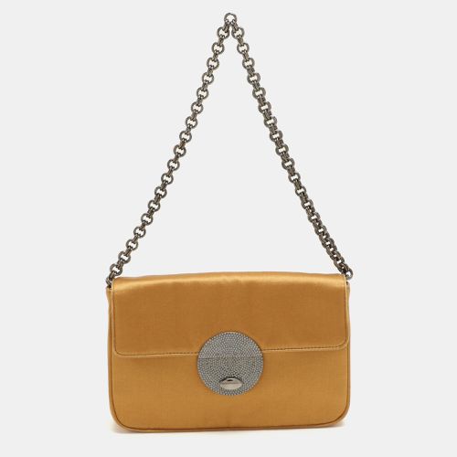 Prada Gold Satin Chain Baguette Shoulder Bag - Prada - Modalova