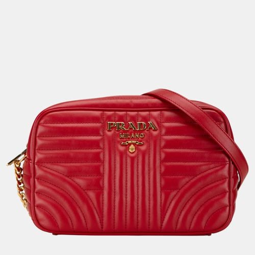 Prada Red Soft Calf Impunture Diagramme Camera Bag - Prada - Modalova