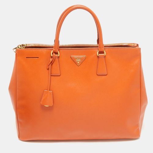 Prada Orange Saffiano Lux Leather Executive Double Zip Tote - Prada - Modalova