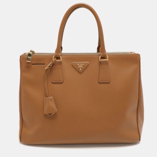 Caramel Saffiano Lux Leather Large Galleria Double Zip Tote - Prada - Modalova