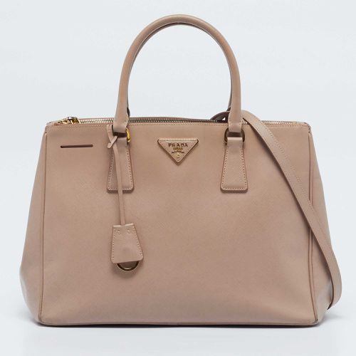 Prada Dusty Pink Saffiano Lux Leather Medium Double Zip Tote - Prada - Modalova