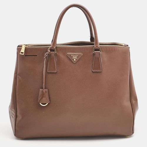 Prada Brown Saffiano Lux Leather Executive Galleria Double Zip Tote - Prada - Modalova