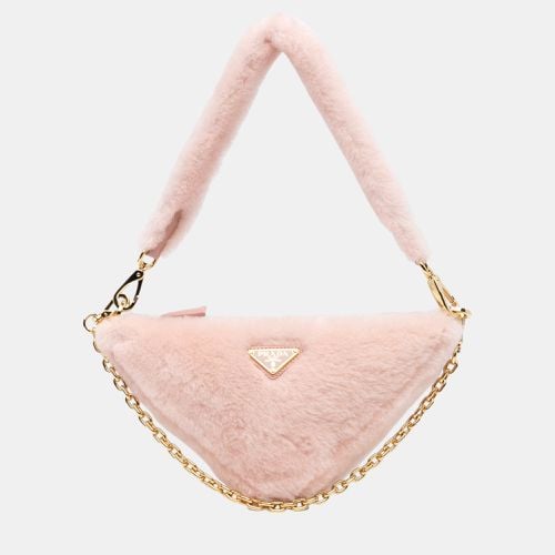 Prada Pink Mini Shearling Triangle Satchel - Prada - Modalova