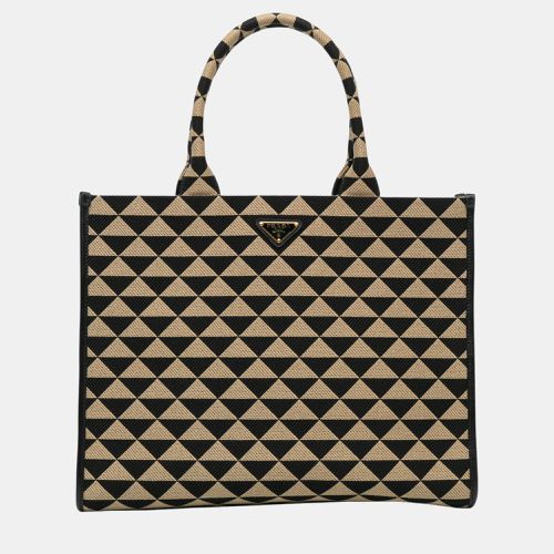 Prada Brown Large Triangolo Jacquard Symbole Tote - Prada - Modalova