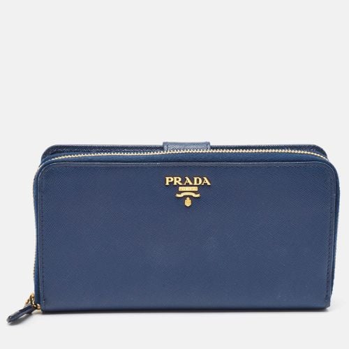 Prada Navy Blue Saffino Lux Leather French Continental Wallet - Prada - Modalova