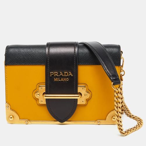 Prada Yellow/Black Leather Cahier Flap Shoulder Bag - Prada - Modalova