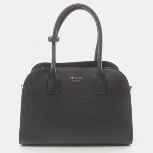 Prada Leather Black SOFT GLAIN Medium Tote Bag - Prada - Modalova