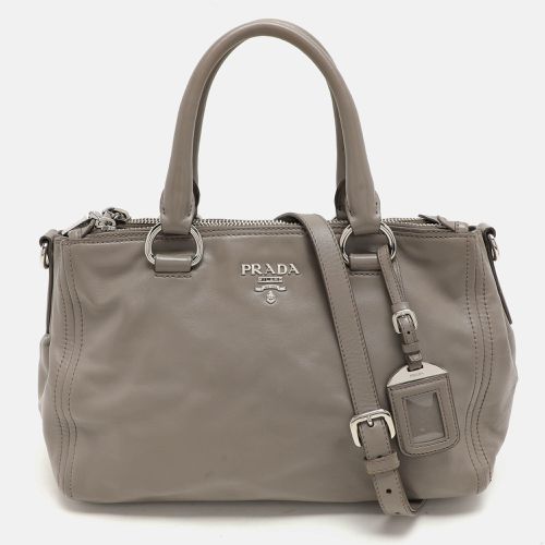 Prada Grey Leather Double Top Zip Satchel - Prada - Modalova