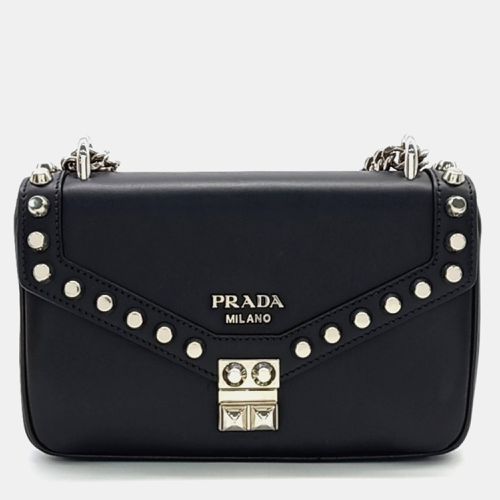 Prada Black Leather Prada studded chain shoulder bag - Prada - Modalova